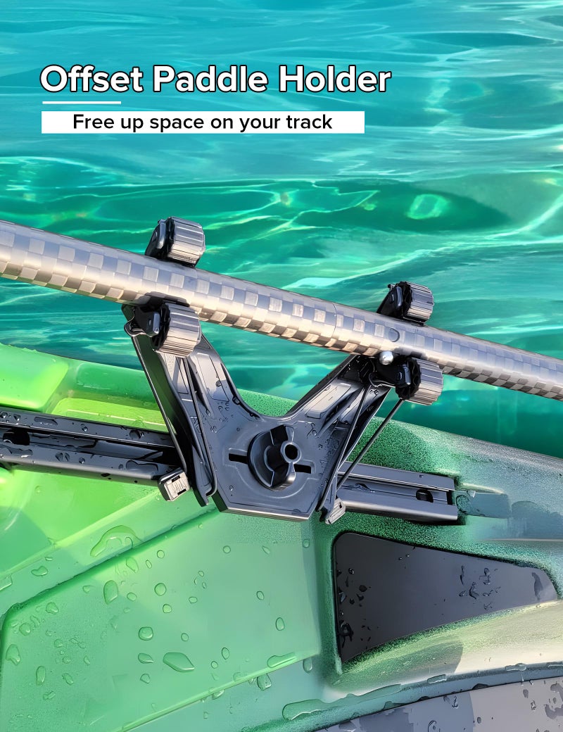 Atader Kayak Paddle Holder  Kayak Accessories for Fishing  Dual Head Kayak Track Mount Accessories  Offset Paddle Holder for Kayaking  Kayak Rail Accessories Black - Image 2
